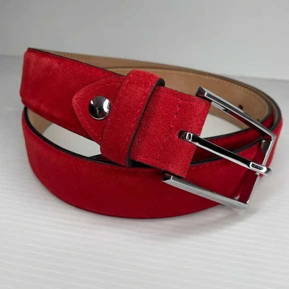 Carrucci Men’s Ruby Red Suede Leather Belt 38” - Picture 3 of 7
